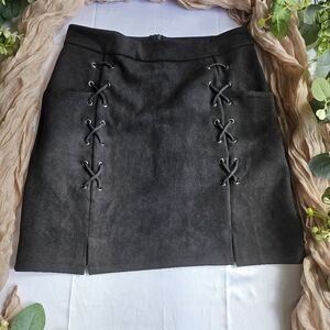 Black suede mini skirt szM